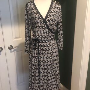 Lauren navy and cream wrap dress